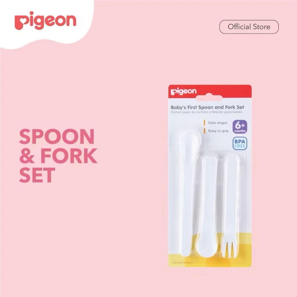 PIGEON Spoon and Frok Set | Feeding Set | Alat makan bayi | Peralatan Makan Bayi | Alat makan Bayi M