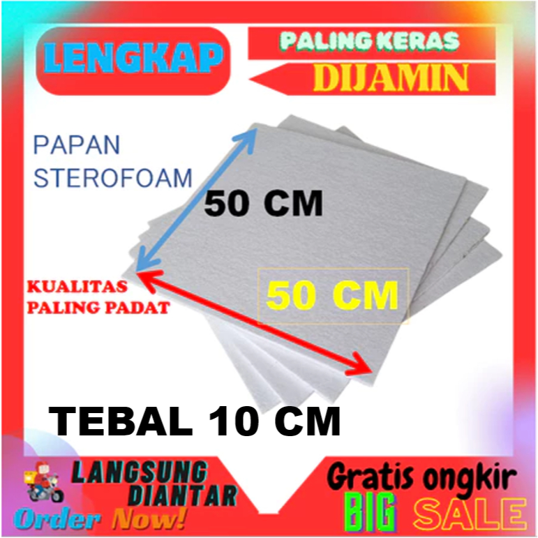 Lembaran Styrofoam Papan Sterofoam 50 cmx50 cm Tebal  10 cm Sterofom Gabus Lembaran / Styrofoam Lemb