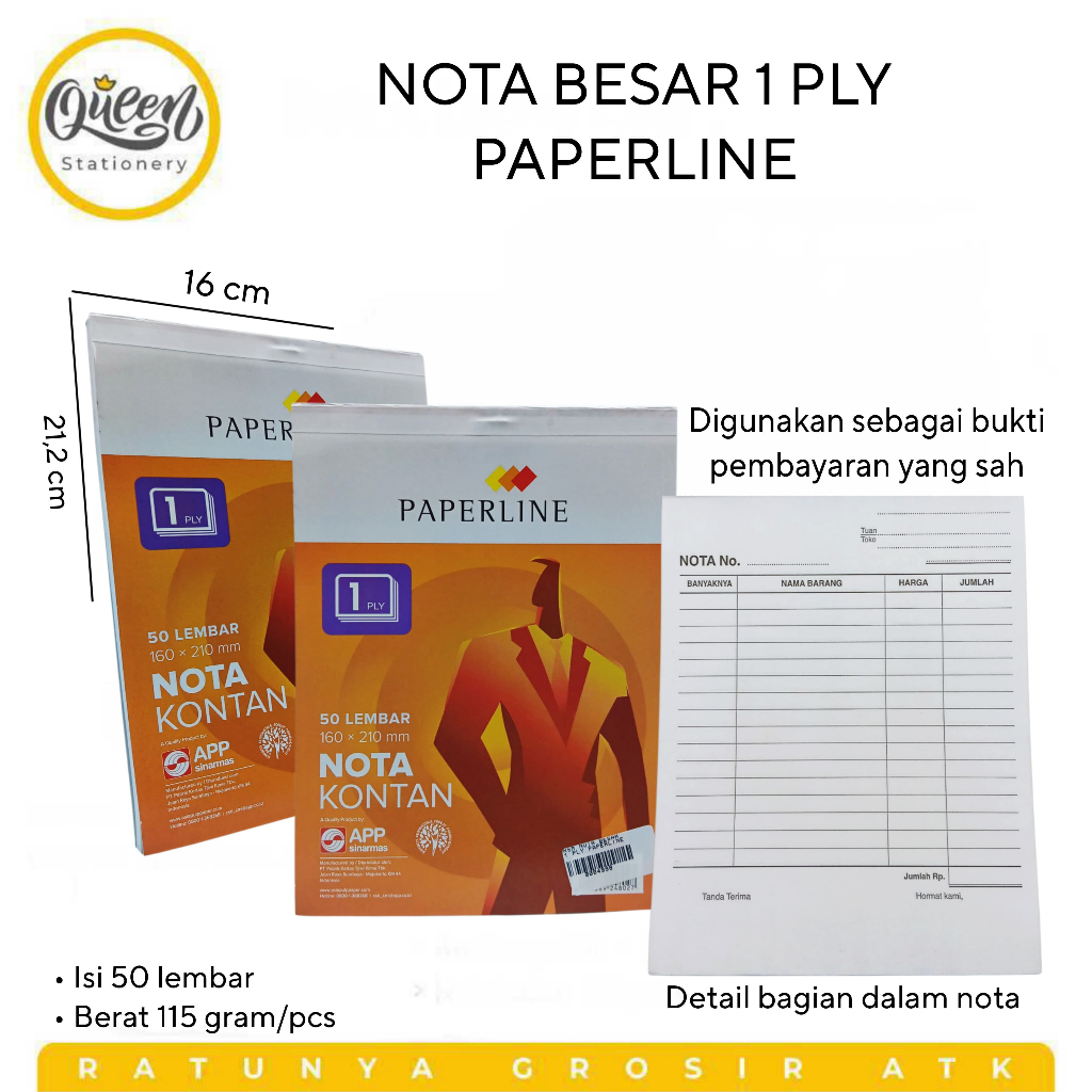 

1 PCS NOTA BESAR 1 PLY PAPERLINE / BUKU NOTA / NOTA KONTAN
