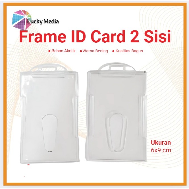 

ID Card Holder Frame Casing Tempat Bening 2 Sisi Potrait Tag Holder Akrilik Kartu Nama