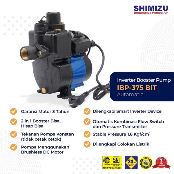 SHIMIZU IBP 375 BIT Pompa Booster Inverter 350 Watt Pompa Pendorong - IBP375BIT