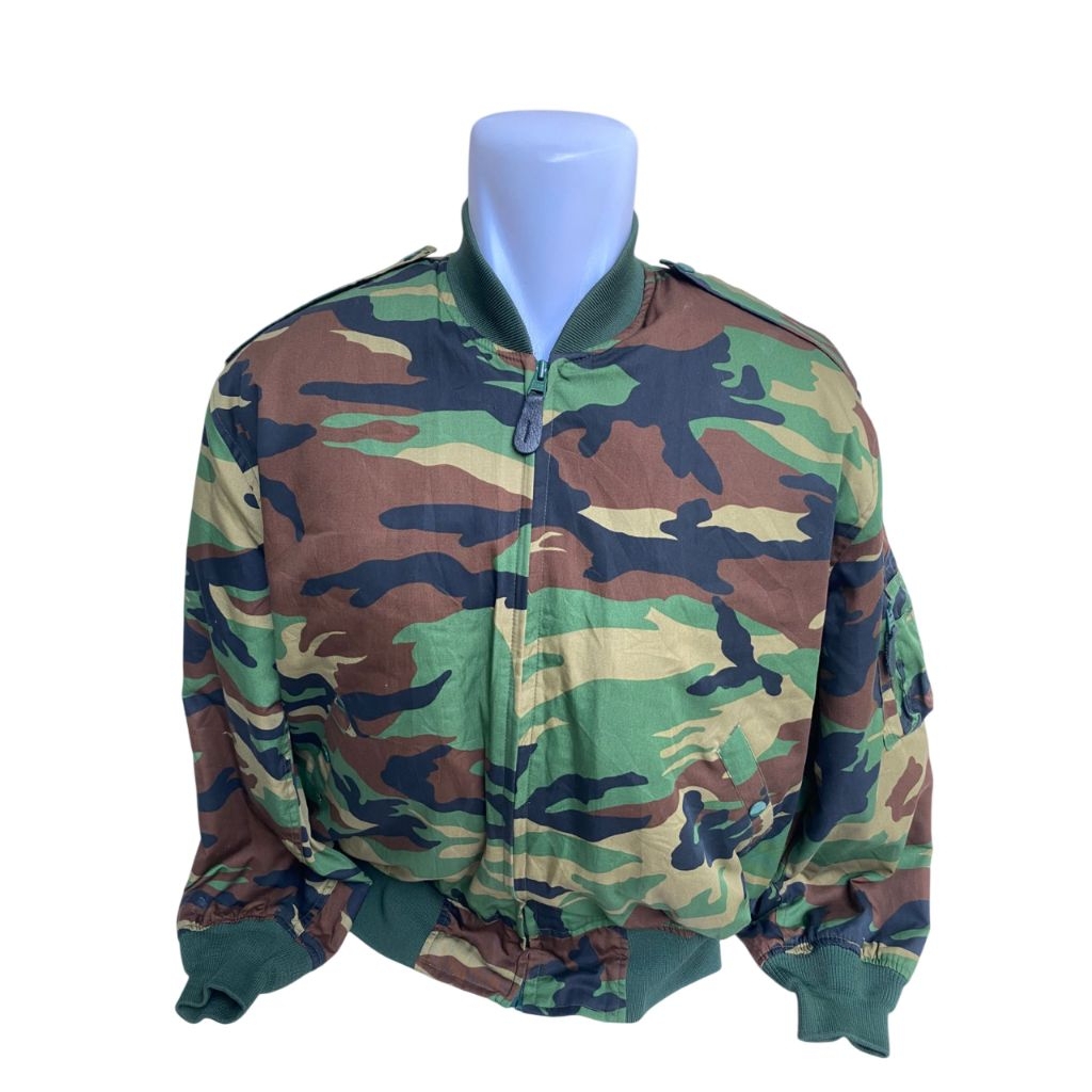 Jaket Bomber ECWCS Loreng Woodland Vintage ROKA Korea Army Dengan Inner Rompi Full Patch Like New (4