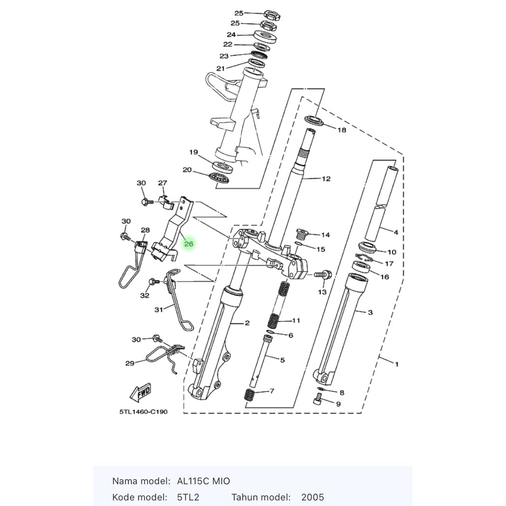 Bracket Dudukan Side Cover Mio Sporty Lama / Mio Sporty Old Original Yamaha 5TL-F334G-00