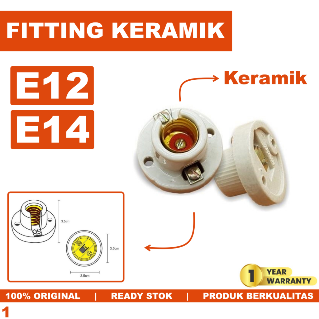 Fitting Lampu Keramik E14 E12 Porcelain Fiting Plafon E 14 E 12 Anti Panas Tahan Panas