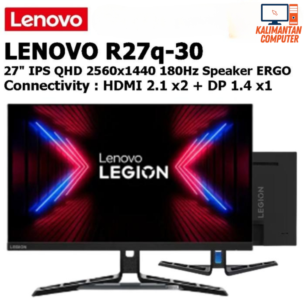 MONITOR LENOVO R27Q 30 LEGION R27Q-30 27 QHD 27" INCH180HZ FLAT IPS 99% SRGB ERGO STAND