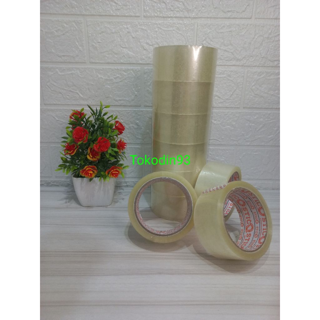 

Tokodin93 6pcs Lakban bening 45mm X 90yard | solatip besar bening | isolasi putih bening besar