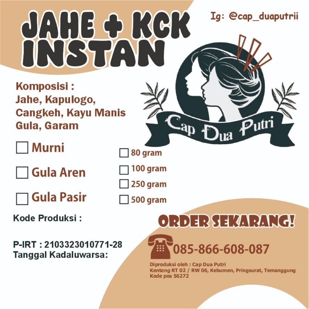 

Jahe+KCK Instan Gula aren