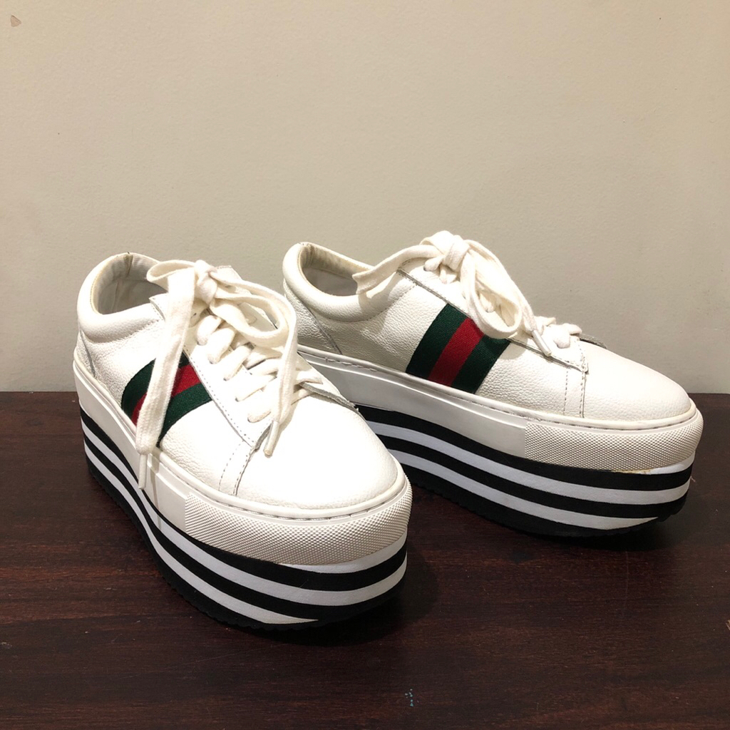 Sepatu Platform Putih Kulit Asli White Shoes Sneakers Leather