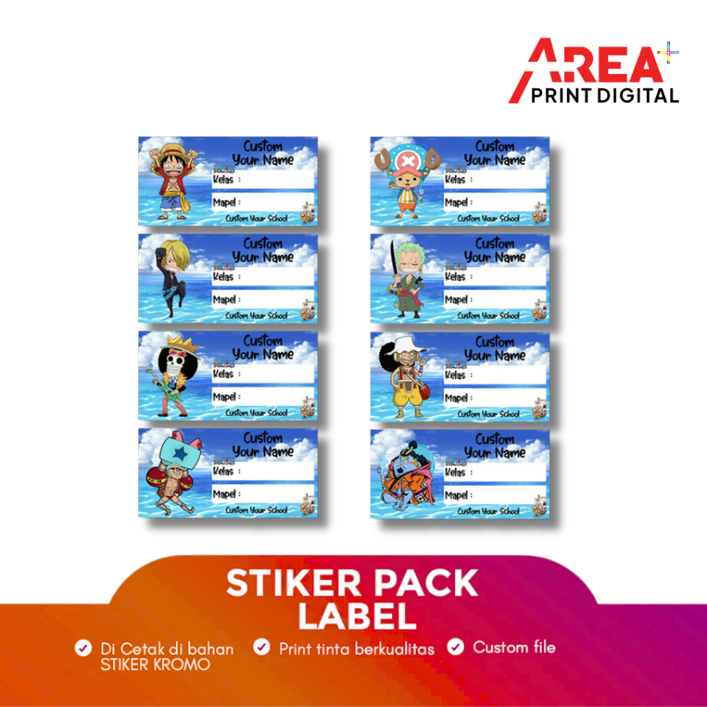 Paket A5 Sticker Label Buku Mata Pelajaran Custom Free Cutting Cepat