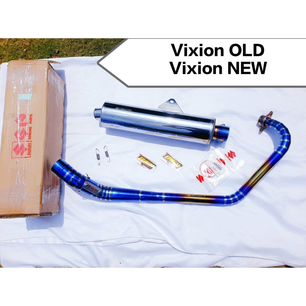 KNALPOT FU ORIGINAL SUZUKI LOKAL FULLSET UNTUK VIXION LEHER NON SAMBUNGAN BRM