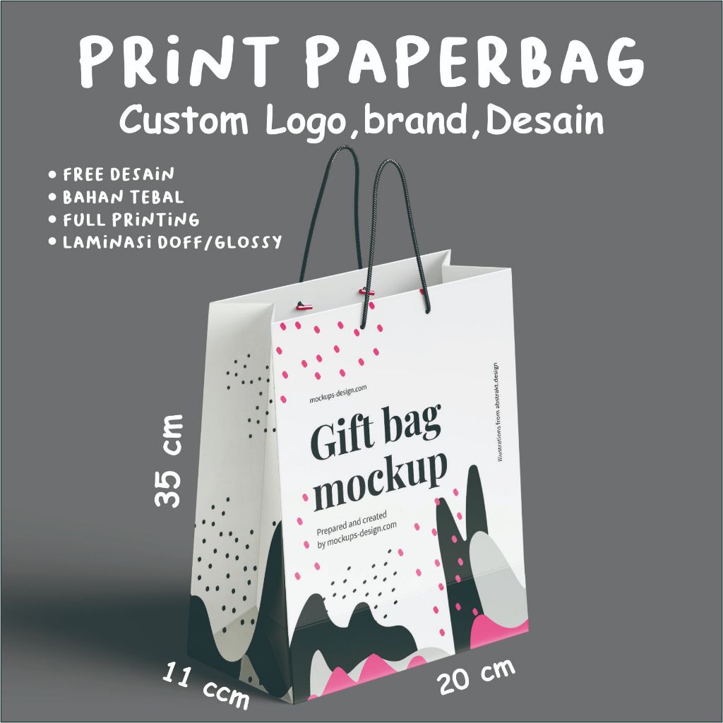 

Print Paperbag Custom Logo, Brand, Desain ful printing + laminasi
