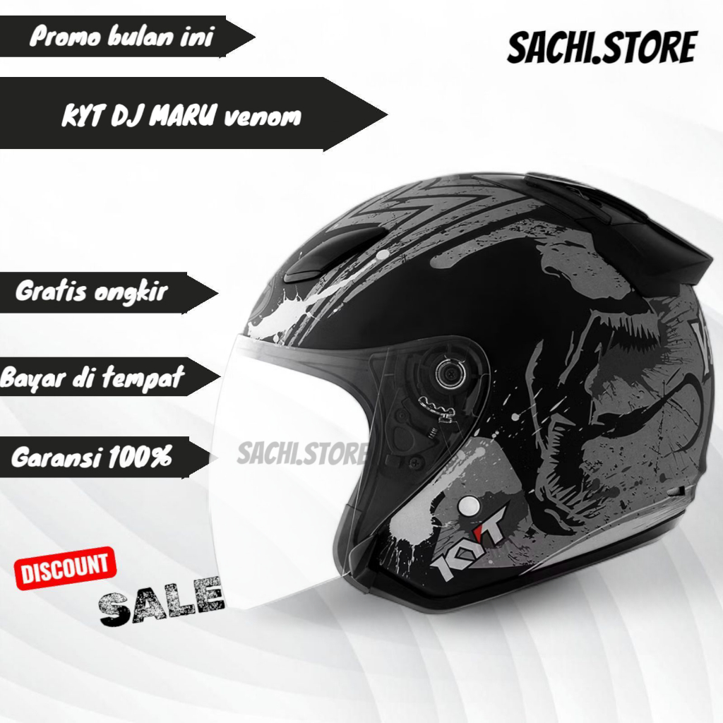 HELM HALF FACE KYT DJ MARU MOTIF VENOM | HELM KYT ORIGINAL