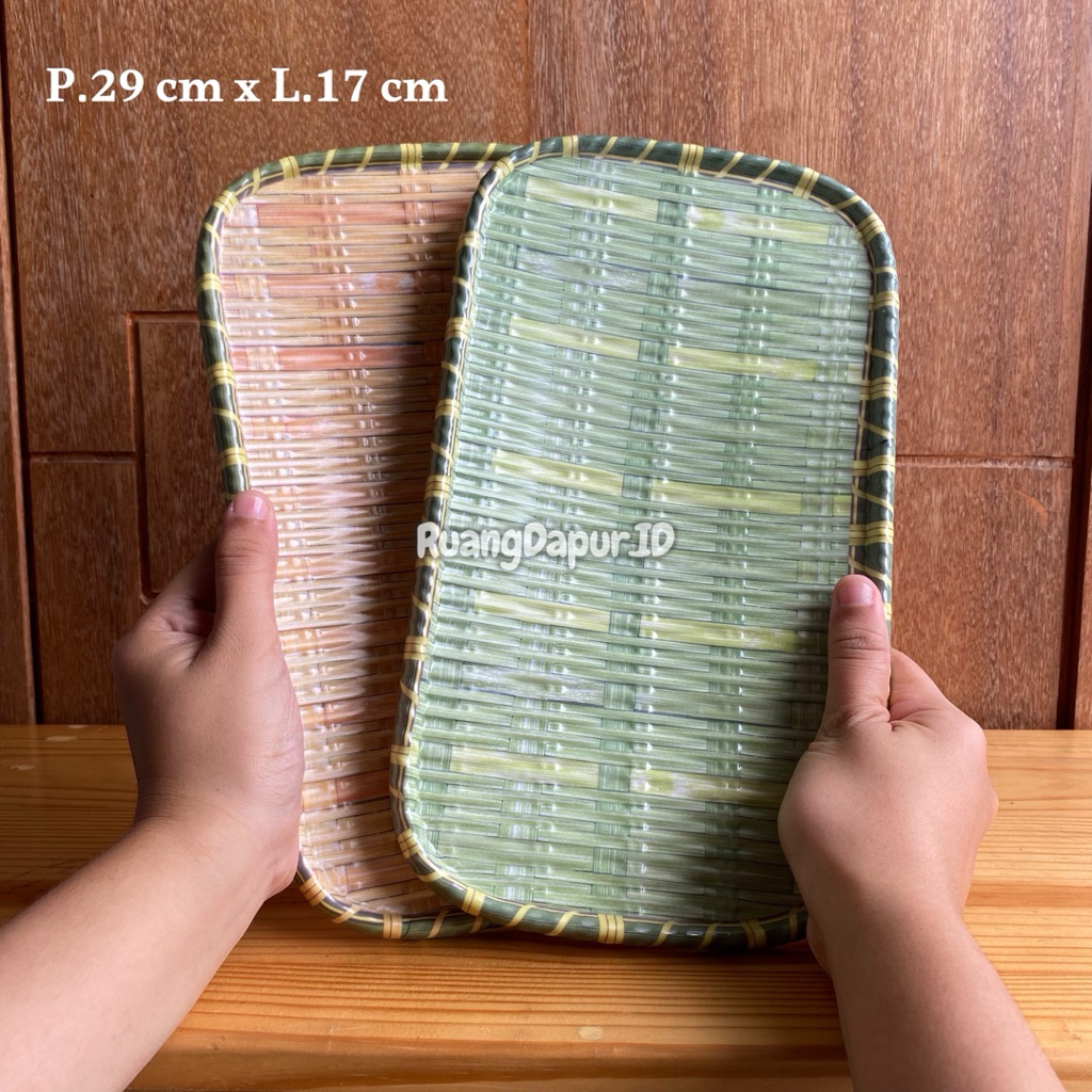 Piring Anyaman Rotan Melamin 29cm x 17cm SINGASINGI - Piring Saji Melamine Motif Anyaman Tebal kokoh