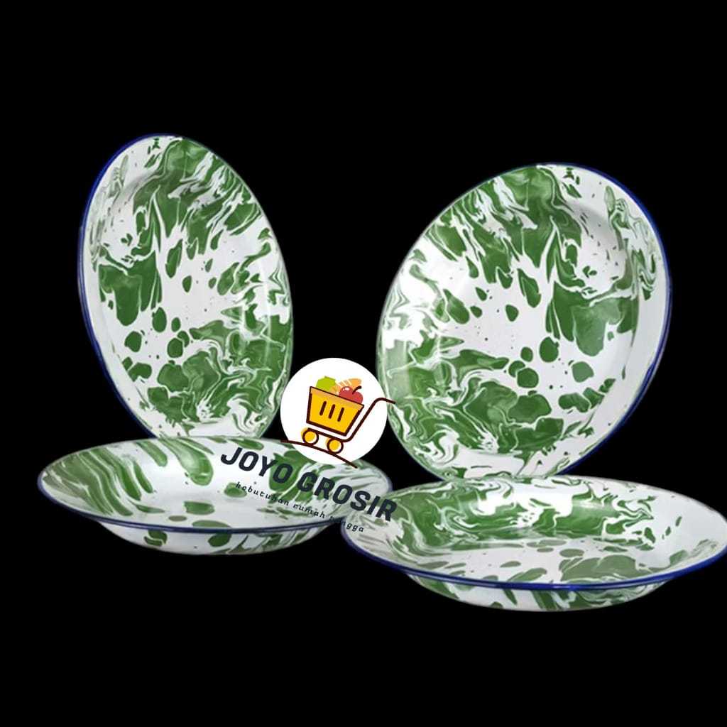 Lusin - Piring seng LURIK jadul tebal 20" bahan enamel berkualitas