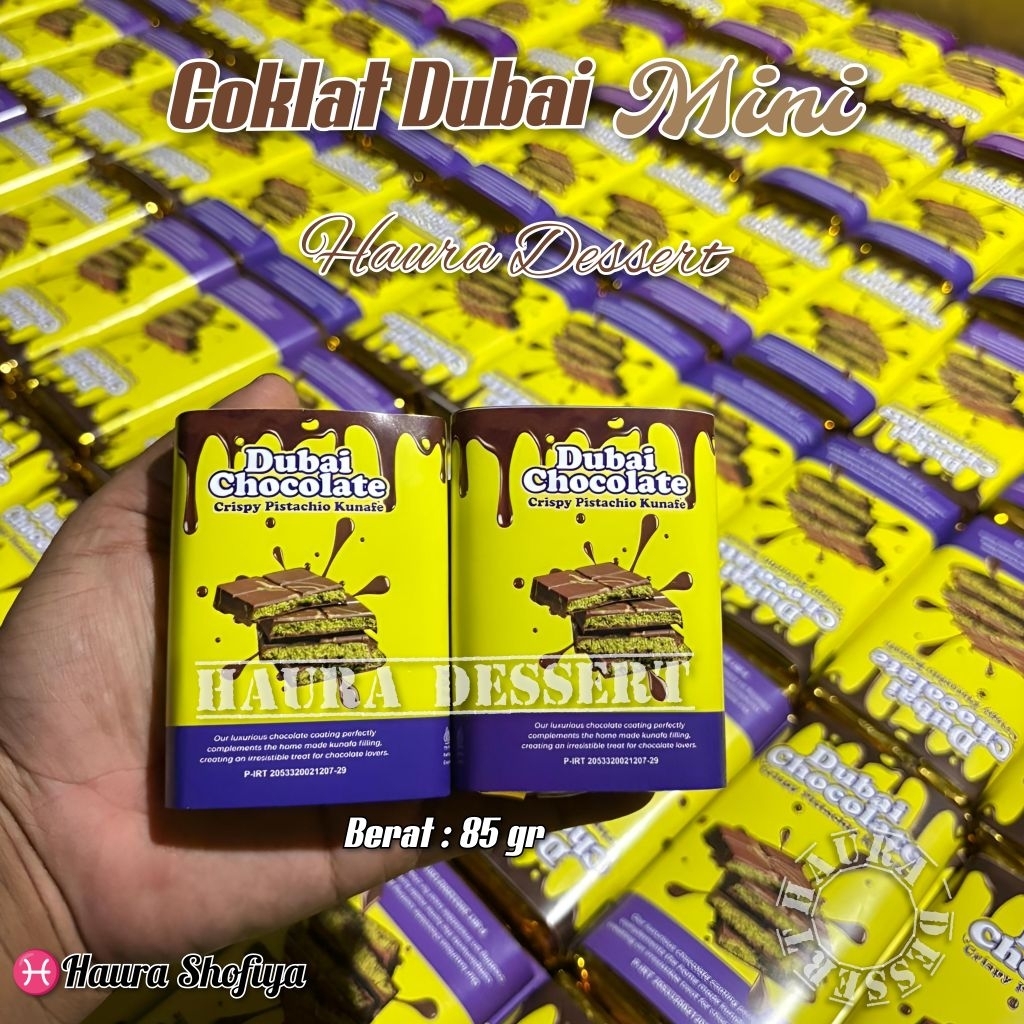 

Coklat Dubai MINI Berat 85 gr Chocolate Pistachio Kunafa Crunchy Cokelat Dubai Kecil Camilan Viral