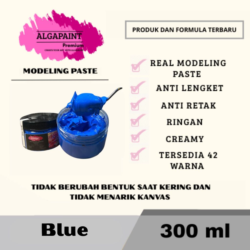

Algapaint premium modeling paste BLUE / sculpture / impasto /teksture art / tekstur / lukisan aesthetic / cat akrilik /painting / relief /water base