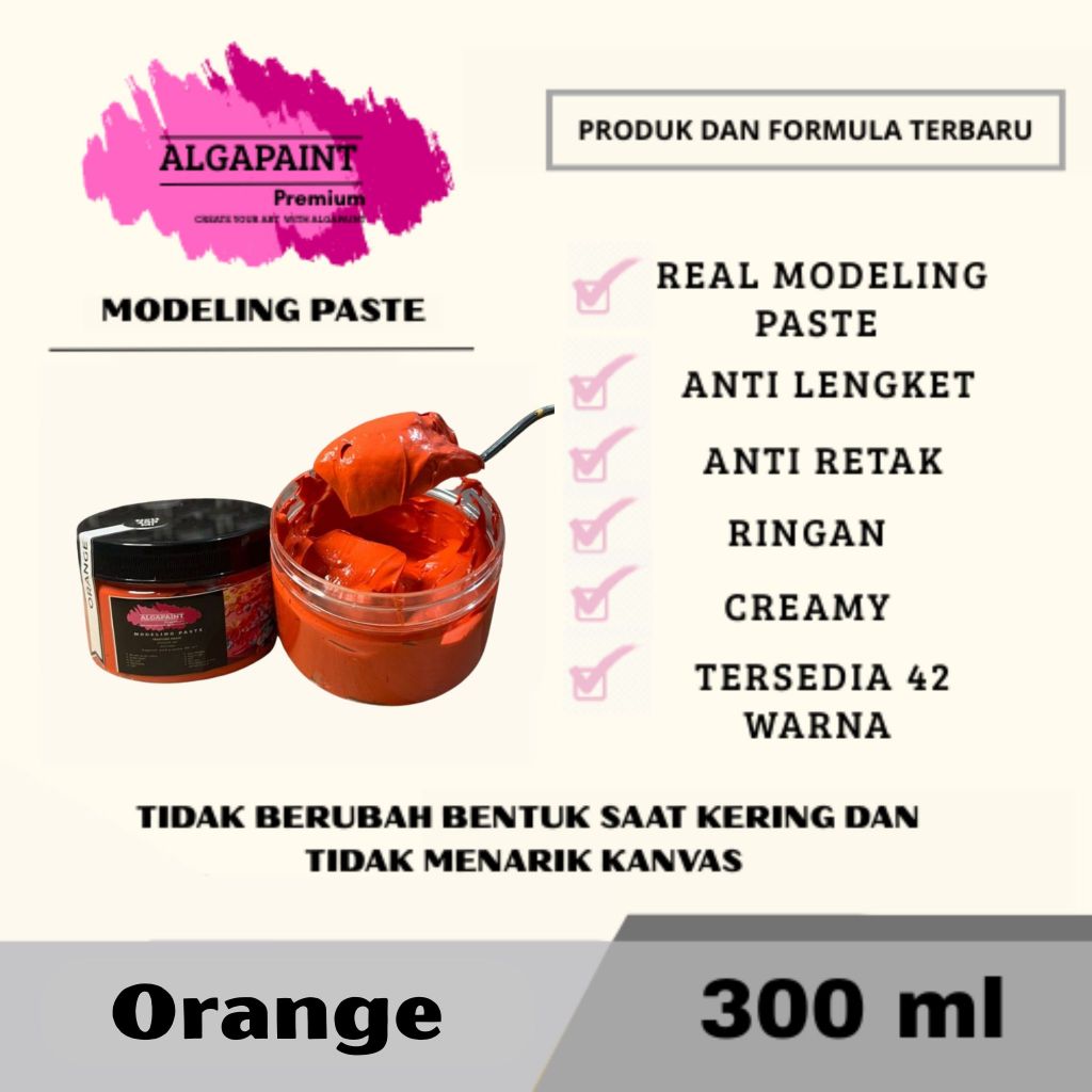 

Algapaint premium modeling paste ORANGE / sculpture / impasto /teksture art / tekstur / lukisan aesthetic / cat akrilik /painting / relief /water base