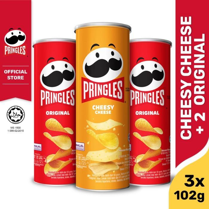 

[BUNDLE 3pcs] 2 Pringles Original 102g + 1 Pringles Cheesy Cheese 102g