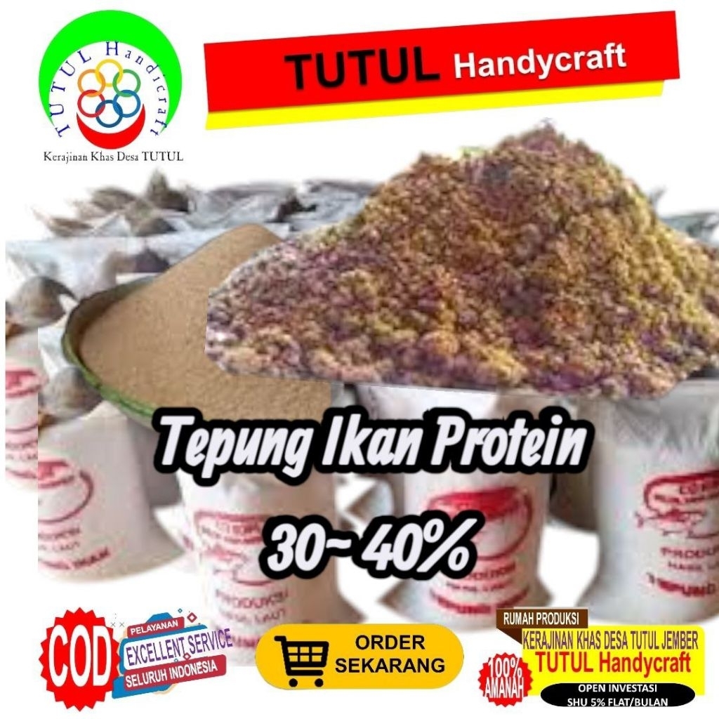 TUTUL HANDICRAFT 50 Kg TEPUNG IKAN Protein 30% ~ 40% Cocok Untuk Pakan Ikan dan Ternak Ayam Itik Ent