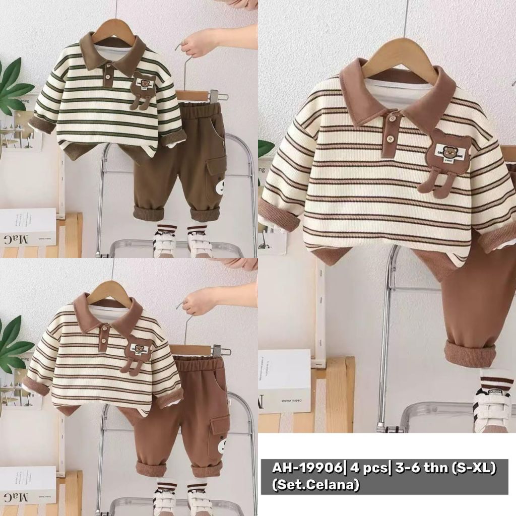 (GROSIR isi 4 pcs) setelan sweater fashion korea anak cowok import