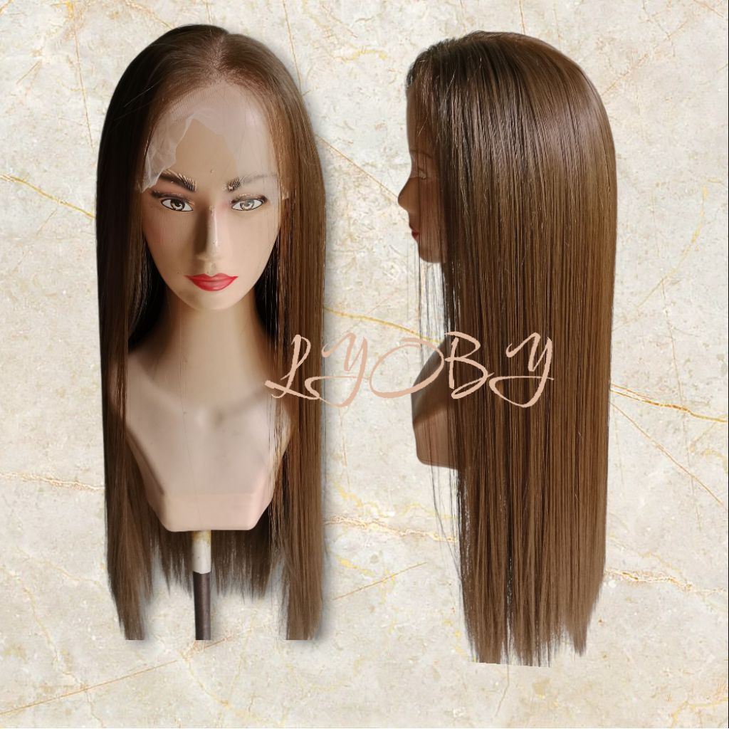 WIG STRAIGHT HALF LACE BEBAS BELAHAN/WIG WANITA  PANJANG  /WIG  SINTETIS 65 CM