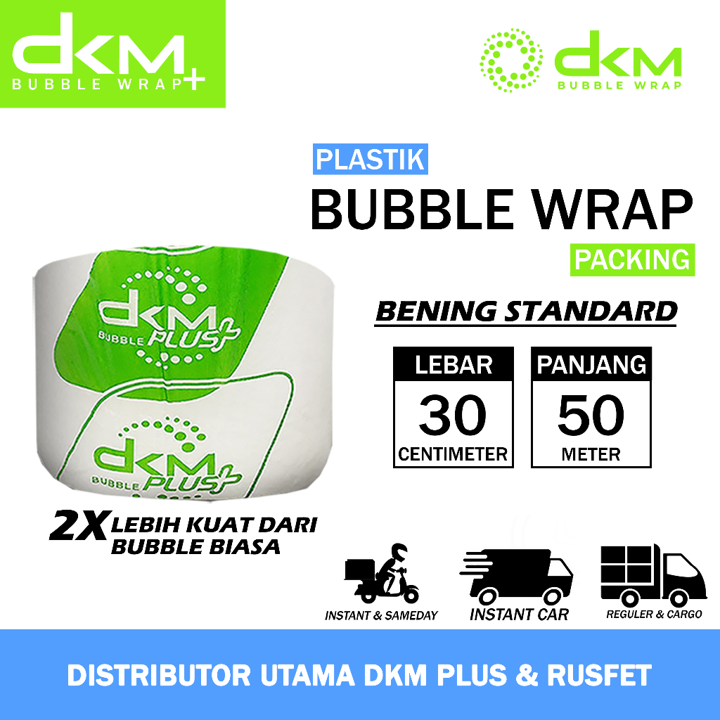 

Plastik Bubble Wrap DKM 30cm x 50m Putih Bening Standar Packing Roll