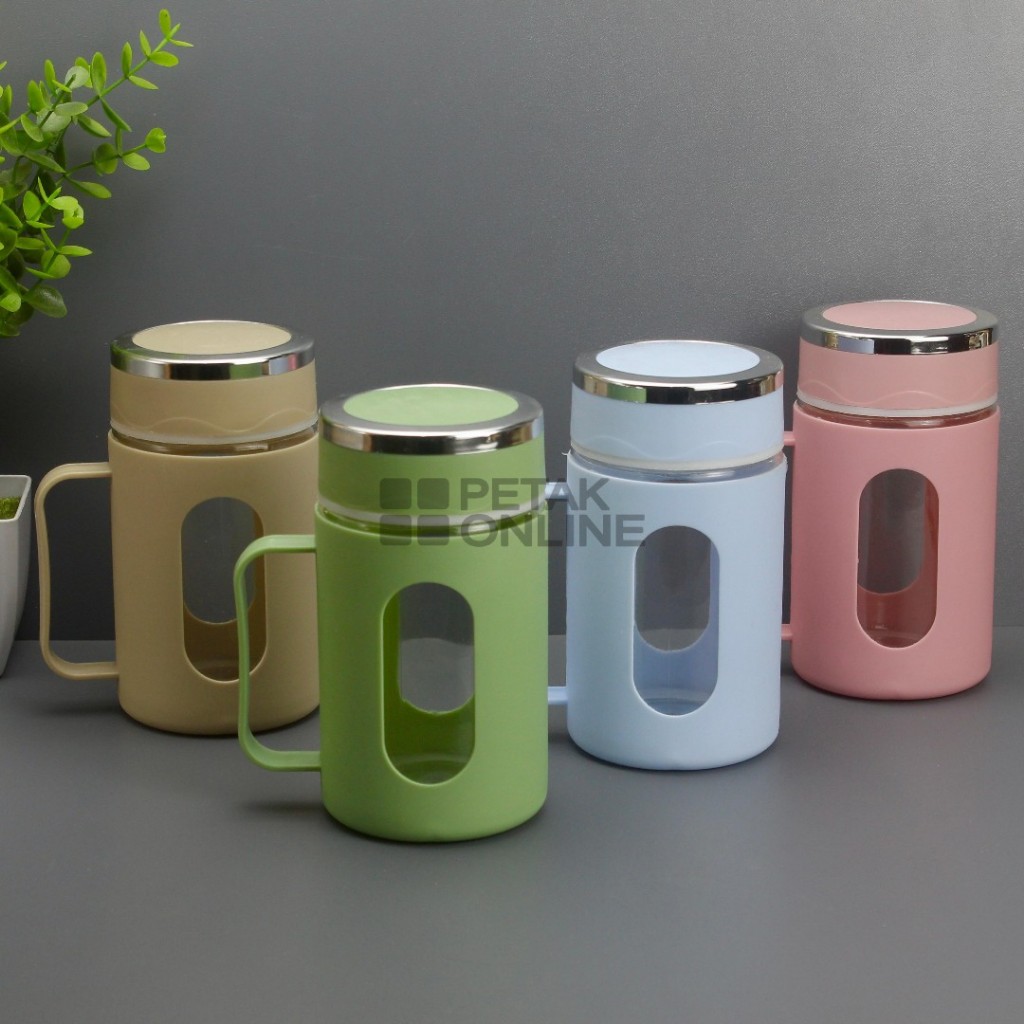 Gelas Kaca Gagang/ Gelas Shell 500 ML Warna Terang Tanpa Kemasan