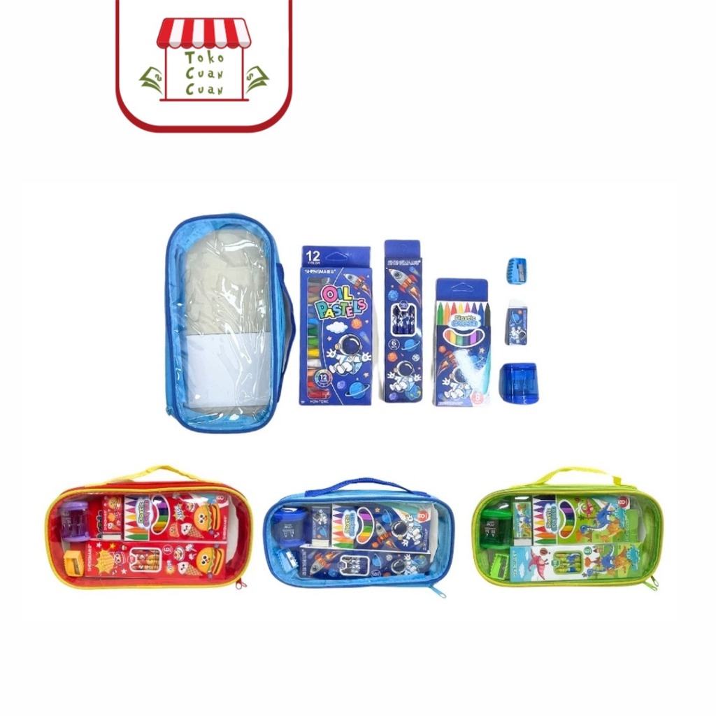 

TCC Premium 6in1 Alat Tulis Mewarnai Lengkap Set Plastic Crayons Oil Pastels Paket Alat Tulis Sekolah Stationary Set Buku Gambar