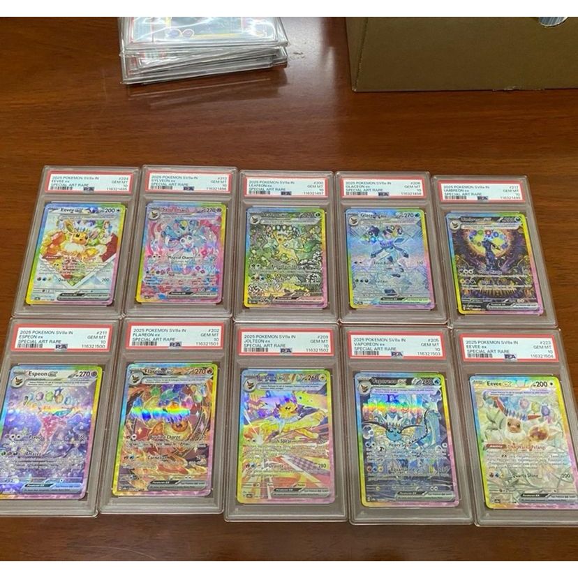 PSA 10 Eevee Vaporeon Jolteon Flareon Espeon Umbreon Glaceon Leafeeon Sylveon ex SAR SV8a ID Terasta