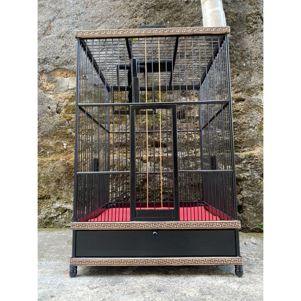 Sangkar Kotak kayu jati pintu tembus 40x40