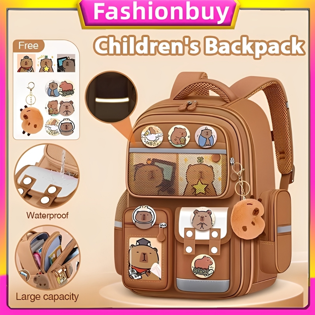[COD] Tas Sekolah SD Capybara - Tas Karakter Lucu untuk Anak Kelas 1-6, Kapasitas Besar, Tas Ransel 