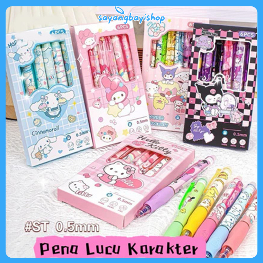 

【COD】6 Pcs Pulpen Lucu Sanrio Bisa Di Hapus Pen Erasable Kartun Gel Pena / Pena 1 Set Isi ulang biru