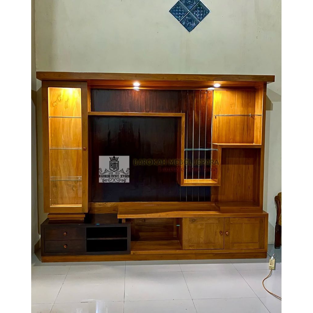 backdrop tv jati minimalis partisi tv kabinet minimalis meja tv kayu jati jepara partisi ruangan min