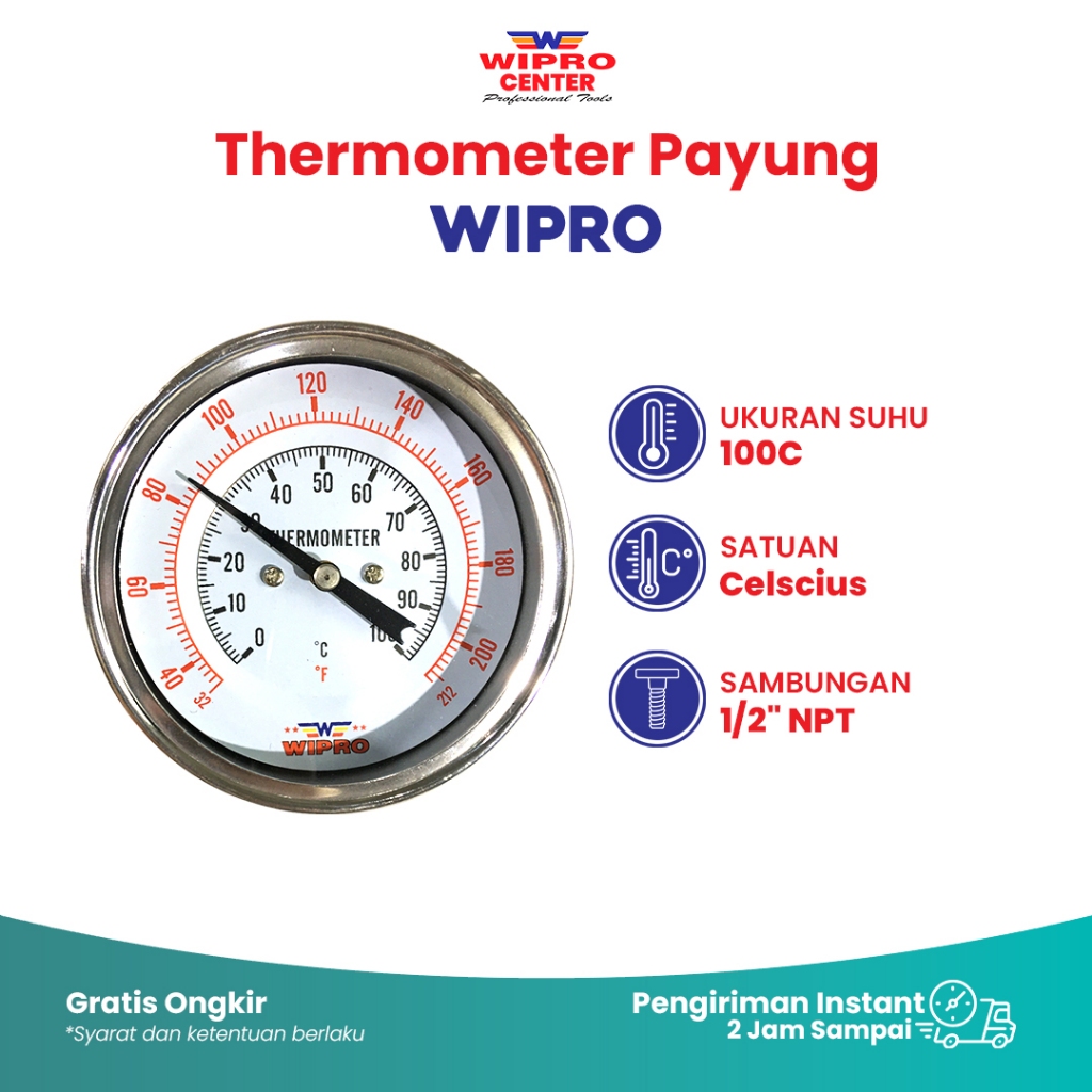 Termometer / Thermometer Payung Bimetal Thermometer 3" WIPRO