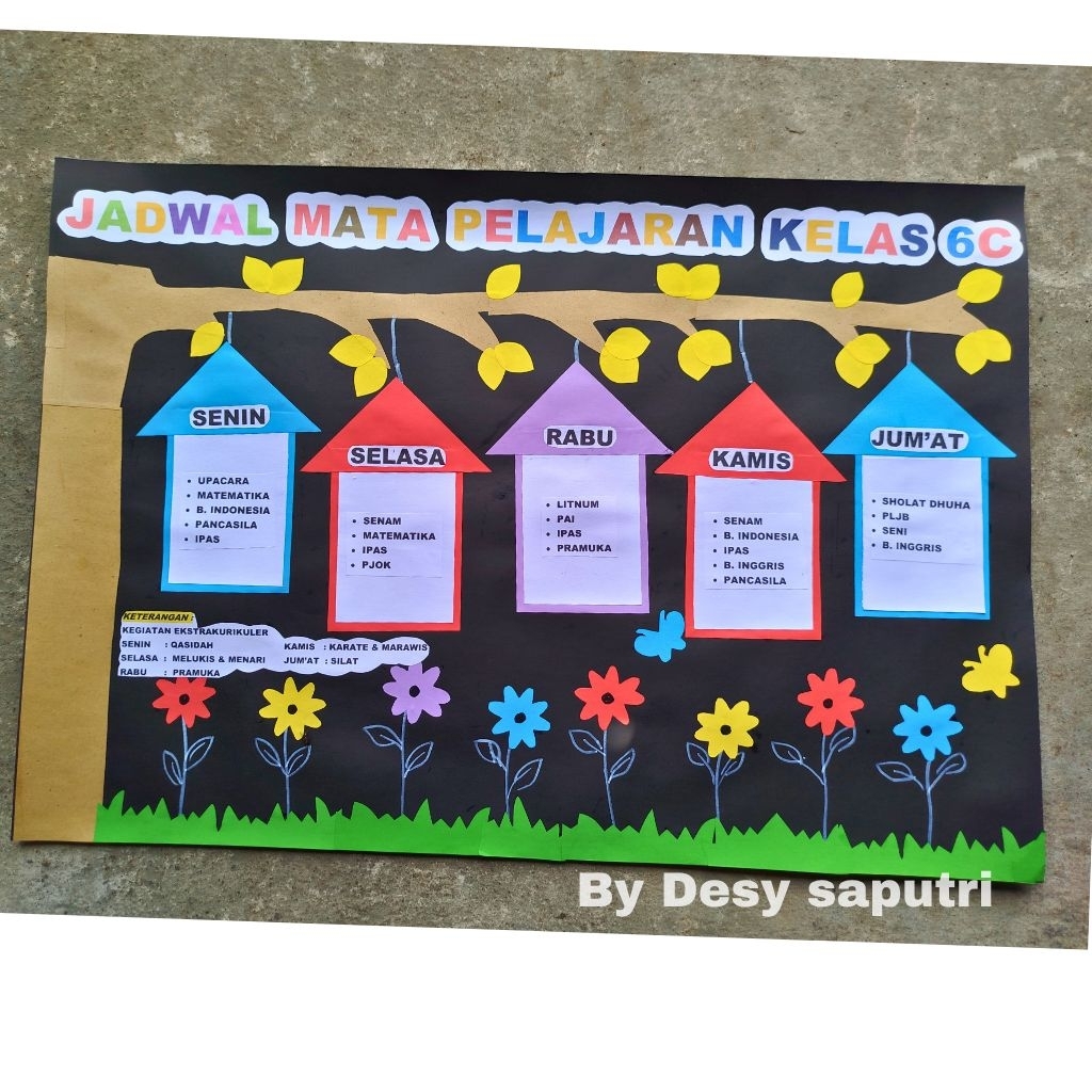 hiasan dinding kelas jadwal pelajaran kreatif handmade