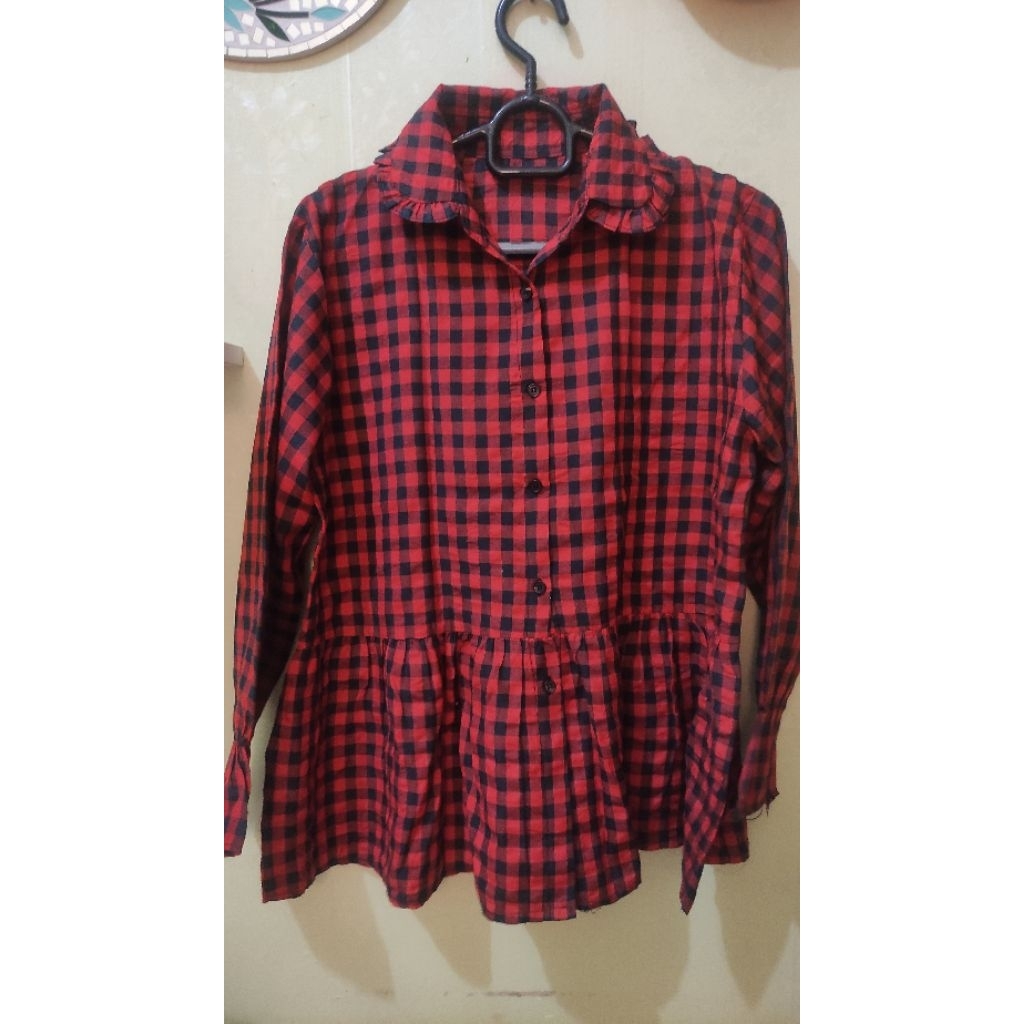 Kemeja cewek kotak2 lengan panjang