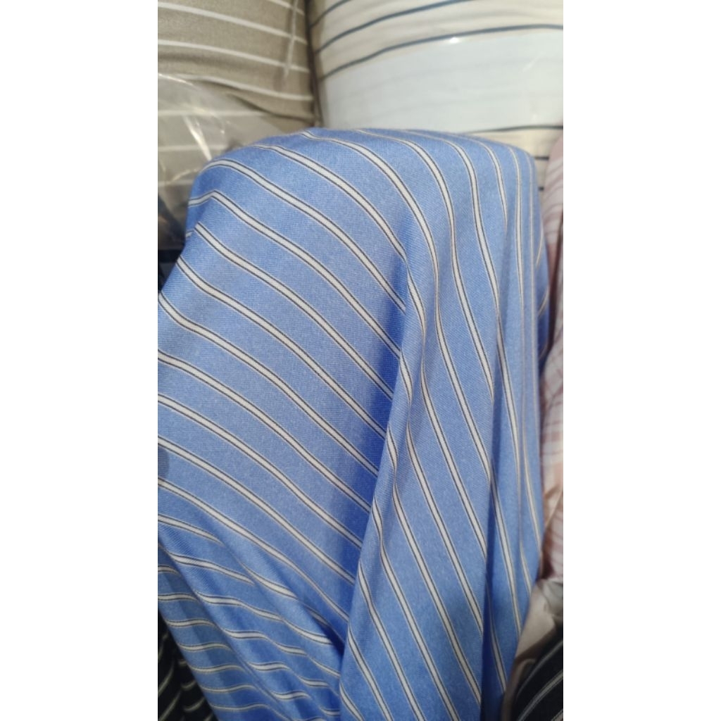 kain katun rayon twill Motif salur  salur kombinasi motif terbaru best seller