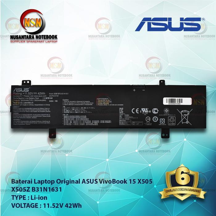 Baterai Asus VivoBook 15 X505 X505Z Original (B31N1631)