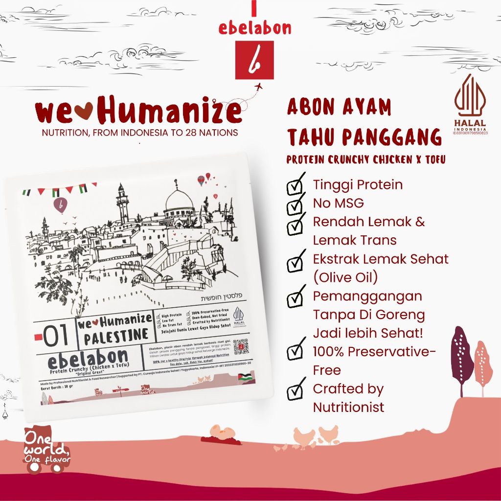 

Ebelaban Abon Ayam Tahu Panggang (Protein Soft Crunchy Chicken x Tofu) Kemasan PALESTINA