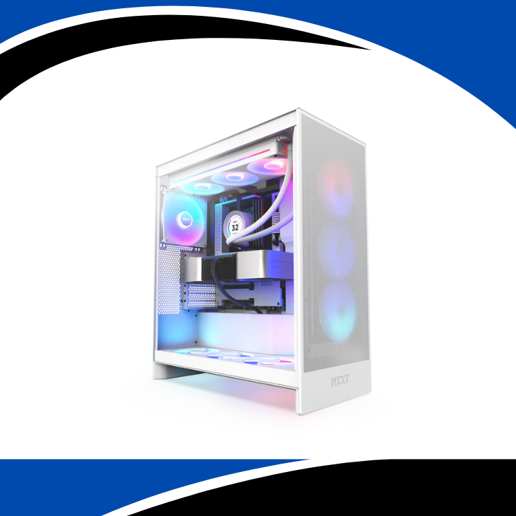 NZXT H7 Flow RGB Mid-Tower ATX Airflow Case with RGB Fans - White