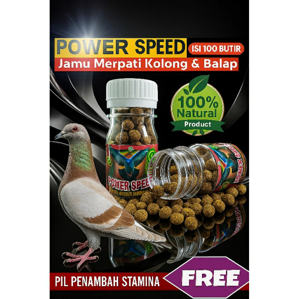 PAWER SPEED jamu merpati kolong dan balap isi 100 pil kuning sarang walet gingseng teki tetawan kele