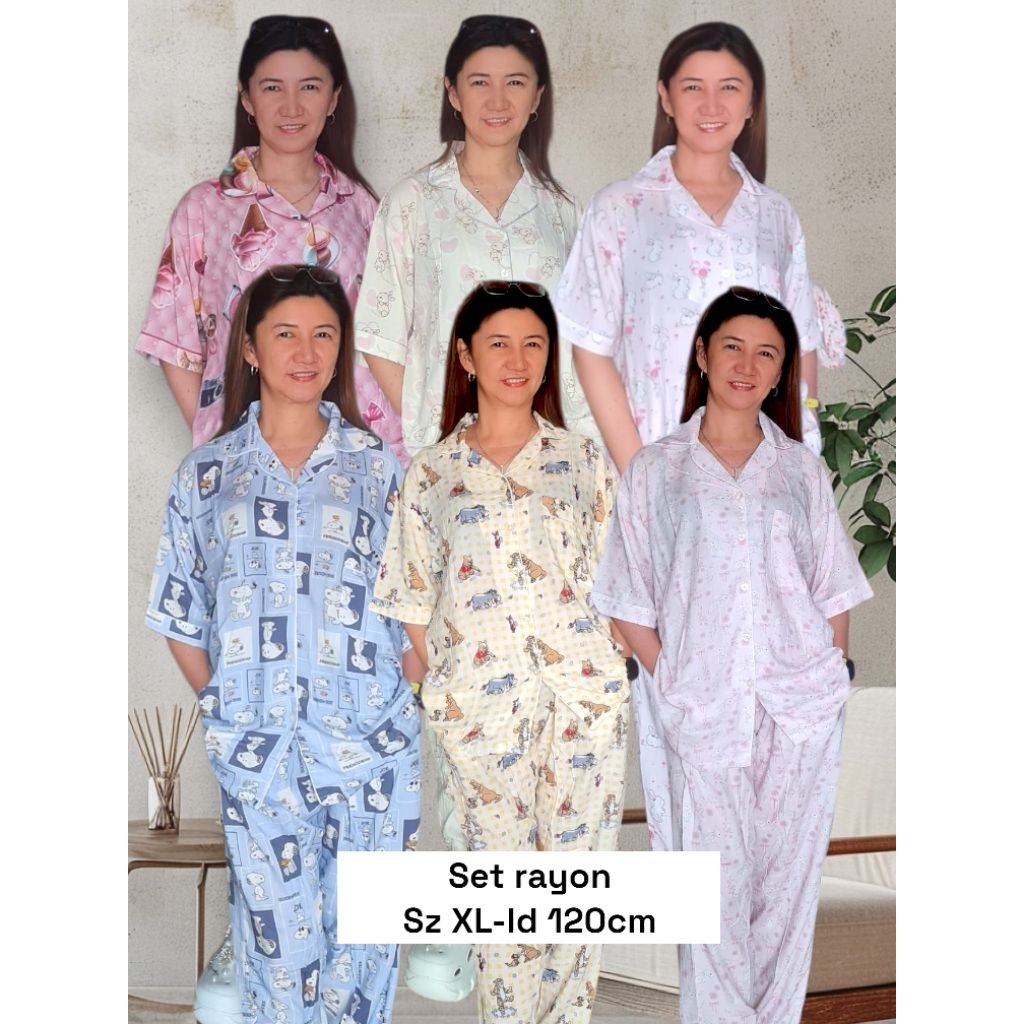 stelan piyama rayon jumbo wanita dewasa stelan piyama rayon jumbo perempuan dewasa baju tidur rayon 