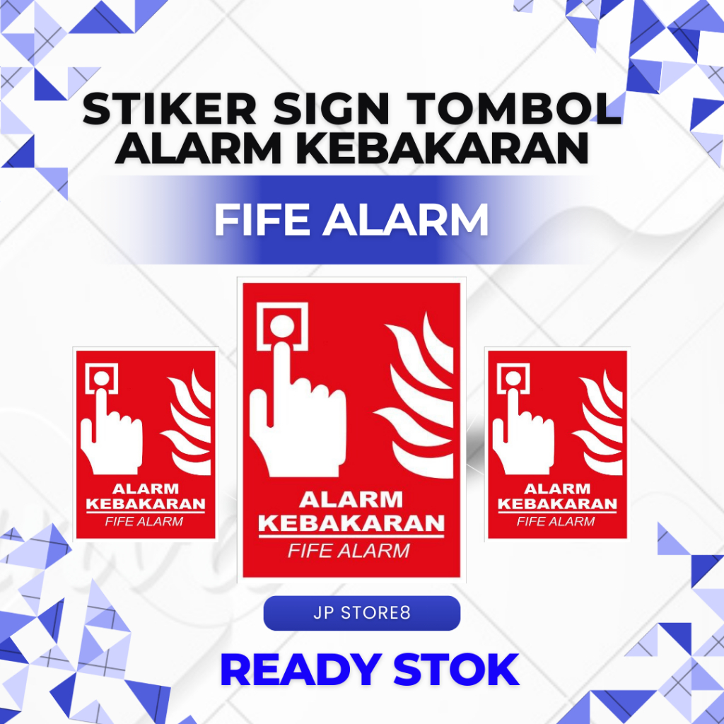 

STIKER VINYL TOMBOL ALARM KEBAKARAN SIGN RAMBU K3 Uk. 15 x 20 CM