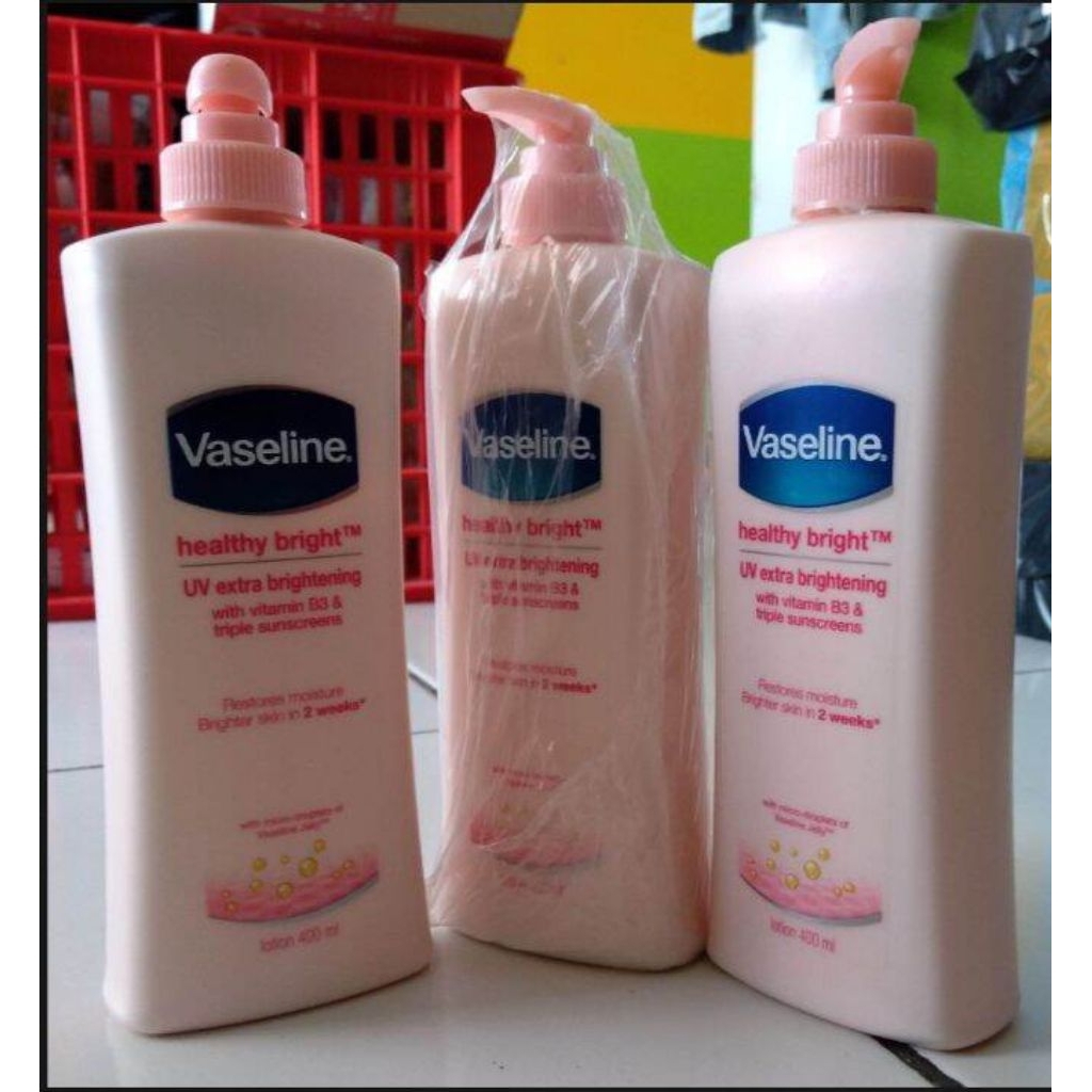 Vaseline Lotion Healthy Bright UV Extra Brightening 400ml, FREE Vaseline Gluta-Hya SPF 50 PA+++  20m