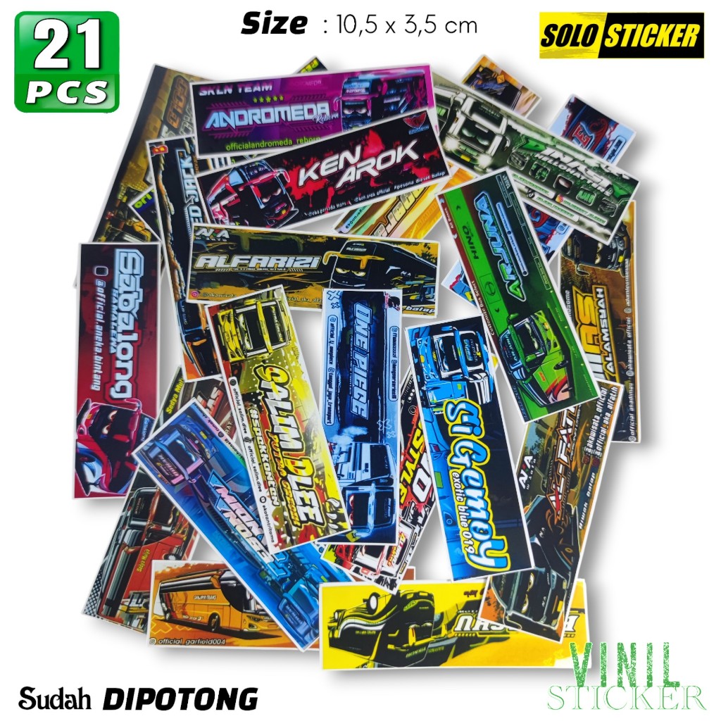 

Stiker Bus Panjang Vinil Isi 21 pcs Waterproof Sticker Laptop Paper Stationery Tumbler HP Diary