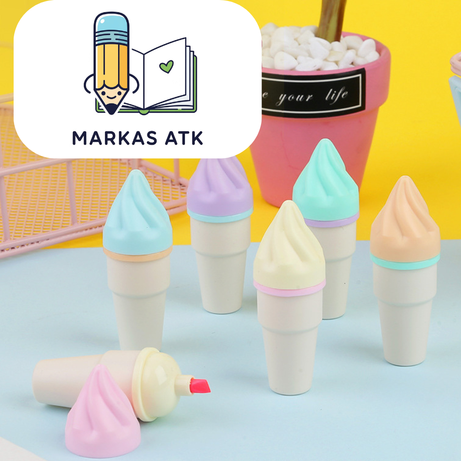 

Highlighter Stabilo Es Krim 1 Set Isi 6 Warna Monas Bentuk Ice Cream Cone Lucu Unik Spidol Penanda Teks Liner ATK Sekolah Gemoy Murah COD