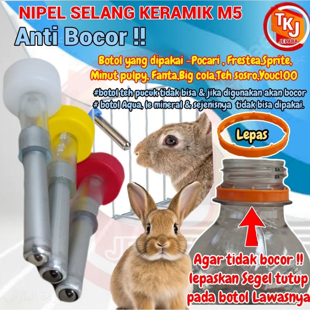 nipel kelinci selang keramik pipa tebal M5 Nipel DOT kucing kelinci anjing musang hamster