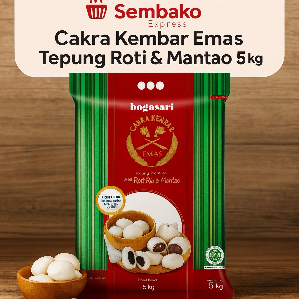 

Bogasari Cakra Kembar Emas Tepung Roti & Mantao 5 kg