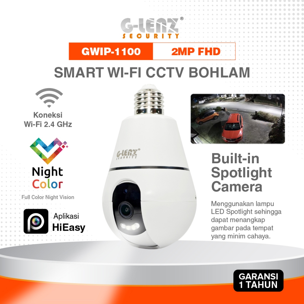 GLENZ CCTV WIFI Model Bohlam - PTZ Mengikuti Pergerakan - GWIP 1100