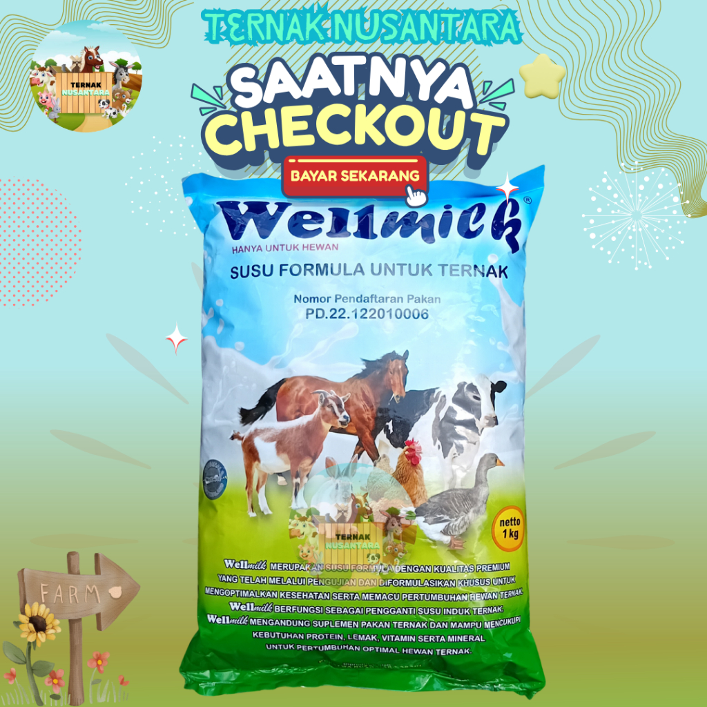 WELLMILK SUSU TERNAK KAMBING 1 KG - Susu Anak Sapi Kambing Hewan Pengganti Susu Induk